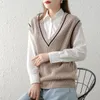 Women's Sweaters 2023 Autumn Winter Women Loose Knitted Wool Black Line Deep V-Neck Thick Vest Waistcoat Soft Sleeveless Relaxed Sweater Fe