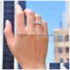 Cluster Rings Cubic Zircon Geometric Diamond Ring For Women Engagement Fine Jewelry Gift Will And Sandy Drop Delivery Dh10U