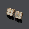 2023 New Diamond Designer Earrings Women's Brand Shell Agate Single Diamond Full Diamond Four-leaf Clover Earrings 18k Gold Luxury Earring Jewelry