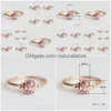 Cluster Ringen Kubieke Zirkoon Edelsteen Ring Rose Goud Vrouwen Sieraden Gift Drop Levering Dhdry