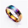 Band Rings Rainbow Stainless Steel Women Men Ring Fashion Jewelry Gift 080266 Drop Delivery Dhx8B