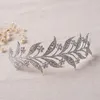 Grampos de cabelo liga de folha de cristal tiara delicada para noiva cocar coroa joias de casamento atacado