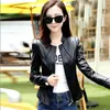 Women's Leather Short PU Coat Spring Autumn Fashion Stand Collar Motorcycle Jacket Female Casual Zipper Faux Windbreaker