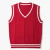 Heren Vesten Trui Vest Heren Dikker V-hals Mouwloos Gebreide Truien Vesten Gestreept Retro Preppy-stijl Eenvoudig Chic Los Casual All-match 230725