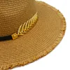 Berets Fashion Straw Fedora Hat Women Men Fedoras Hats Trilby Caps Summer Leather Belt Jazz Sunhat Cap Chapeau Blower Sun