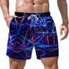 Herren-Shorts, Sommer, fluoreszierende Linien, 3D-gedruckt, Persönlichkeit, lässiger Stil, Mode