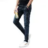 Calças de brim masculinas da moda jeans skinny azuis profundos skinny casuais calças jeans masculinas coreanas 230410 L230726