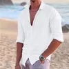 Camicie casual da uomo 100% cotone camicia di lino tinta unita estiva cardigan manica lunga sottile traspirante US S3XL 230726