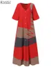 Vestidos casuales básicos ZANZEA Primavera Vestido bohemio Moda Retro Vacaciones Mujeres Vestidos sueltos de manga corta Casual Vacaciones sueltas Vestidos elegantes 230725