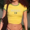 Kvinnors t-shirt Y2K Brasilien Alfabetet tryck retro Summer Kvinnor Crop Top T-shirts Harajuku Street Wear High Street O Neck Short Sleeve T Shirt 230725