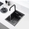 Hidden black Kitchen sink Single bowl Bar Small Size Stainless Steel Balcony sink Concealed black kitchen sink Bar2216