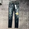 Ksubi Jeans Designer Mens Purple Ripped rakt vanliga denim tårar tvättade gamla långa svarta 5 cvt6