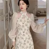 Vêtements ethniques 2023 chinois en mousseline de soie Cheongsam robe dame col montant mince gracieux amélioré