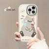 Karikatür Kedi Telefon Kılıfı 14 11 13 Pro Max Makyaj Aynası XS Koruyucu Kılıf