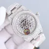 Hollow Diamond Watch Mens 시계 자동 기계 디자이너 시계 41mm Rainbow Bezel 비즈니스 여성 Wristwatch Montre de Luxe