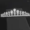 Hårklipp Jade Angel Wedding Crown Jewelry Bridal Headpiece Woman Rhinestones Crystal Tiaras Bride Party Crowns