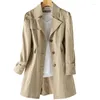 Women's Trench Coats 2023 Spring Autumn Coat Woman Single-breasted Mid-Long Women Overcoat 5XL Khaki Windbreaker Female