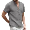 Hommes t-shirts Jodimitty hommes couleur unie à manches longues respirant chemise été lin coton décontracté basique hauts grande taille