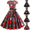Sukienki zwykłe sukienki dla kobiet 2023 Eleganckie szczupłe modne wzór świątecznego nadruku z zestawem pasków z zestawem zestawu