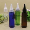 100ml 100pcs green brown empty round pointed mouth E liquid plastic container 100cc empty blue cosmetic bottles with pointed mouth303W