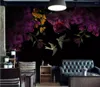 Wallpapers CJSIR Custom Nordic Minimalistic Peony Flowers Wall Paper Black Background Wallpaper For Loving Room Bedroom