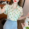 Women's Blouses French Green Polka Dot Short Sleeved Chiffon Shirt For Summer Wear 2023 Westernized Top Design With A Feeling Of