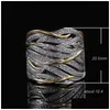 Cluster Rings Gold Two Tone Diamond Ring Crystal Leaf Wrap Fashion Jewelry Women Band 080514 Drop Delivery Dhvpc