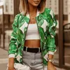 Kvinnorjackor Fashion Flower Print långärmad Bomber Jacket Zipper Up Vintage Coat Tops Elegant Slim Basic Ladies 4 Color 230726