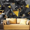 Bakgrunder Anpassad väggmålning Modern Modern 3D Papel de Pared Abstract Golden Black Geometric Wallpaper For Living Room Sofa TV Bakgrund