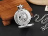 Taschenuhren Antike Hohlgetriebe Silber Mechanische Männer Vintage Steampunk Fob Uhr Männliche Halskette mit Kette 2023