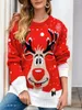 Women's Sweaters Women S Reindeer Snowflake Print Knit Sweater Cozy Long Sleeve Crewneck Christmas Pullover Jumper