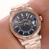 Sky Dhgate Men's Watch بالكامل أوتوماتيكي ميكانيكي 9001 حركة 42 مم ساعة التناوب مزدوج وظيفة تاريخ 904L من الفولاذ المقاوم للصدأ مقاوم للماء