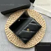 10A Mirror Quality Designers 11cm Flap Coin Purse Womens Lambskin Quilted Black Purse Real Leather Wallets Luxurys Credit Card Holder With Box