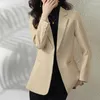 Women's Jackets 2023 Spring And Autumn Houndstooth Leisure Suit Coat Female Temperament High-end Fashion Slim Woolen Pink Tide.