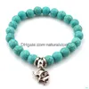 Beaded Turquoise Bracelets Strand Owl Elephant Tree Of Life Charm Bracelet Bangle Cuffs For Women Fashion Jewelry Will And Sandy Gift Dhood