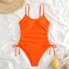 Dames badmode ruches hoog uitgesneden jumosuit badpak badpak monokini effen kleur 1 stuk voor dames