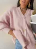 Femmes tricots femme coréenne mode hauts pull manteau 2023 automne et hiver lâche tricoté rose Cardigan