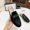 Designer Slippers Vrouwen Sandalen Princetown Slippers Lederen Muilezels Platte Loafers Bont Sandaal Metalen Gesp Schoenen Kant Fluwelen Slides Heren Schoen