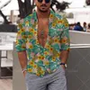 Hommes chemises décontractées à manches longues chemise à revers plante florale imprimé hawaïen Streetwear hommes vêtements hauts amples hommes 230726