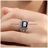 Północny Ring Starożytne Sier Jezus Cross Black Agate Band Finger Retro Otwarte Regulowane Diamentowe Pierścienie Diamentowe Mężczyznę Modną biżuterię Will i Sandy Dhtgu