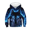 Hoodies tröjor Real Wolf 3D Hooded Sweatshirt för pojkar vårens höst en mängd olika stilar barnrockar 4 14 år tonåringar kläder 230725