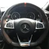 Volante in pelle scamosciata nera in fibra di carbonio 3D su copertura avvolgente per Mercedes Benz Classe S S500 2016 Classe A AMG A45 16-19213s