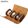 Uhrenboxen Hüllen IBBETON 3 Slot Roll Travel Case Tragbare Vintage Leder Display Aufbewahrungsbox Organizer von Herren Geschenk 230725