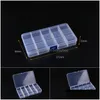 Storage Boxes Bins Transparent Plastic Jewelry Organizer Box 10 15 24 36 Slots Containers Beads Ring Earrings Drop Delivery Home Gar Ot3S6