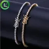Iced Out Chains Diamond Tennis Bracelet Mens Hip Hop Jewelry 18k Gold Plated Bracelets Micro Paved CZ Sparkling Luxury Bangle Wris2300