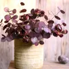 装飾的な花5PCラテックスフィルム3D感触ユーカリ葉人工緑の植物ウェディングフラワーアレンジメント材料贅沢な装飾