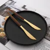 Dinnerware Sets 24Pcs Brown Gold Wooden Handle Stainless Steel Knife Fork Spoon Flatware Tableware With High-End Cutlery Rack Set