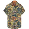 Heren Casual Shirts 2023 Retro Patroon Hawaiian Shirt 3D Print Korte Mouw Unisex Losse Beach Resort Mode
