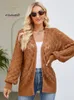 Women's Knits Tees Cardigan for Women 2023 In Loose Lazy Style Mid Length Version Knit Sweater Coat Female Fashion Hollow Out Knitwears Tops 230725