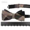 Krawaty szyi w kratę w paski bawełniane 7 cm Zestaw Bowtie Hanky ​​Red Brown Khaki Khaki Młodzi mężczyźni przyjęcie weselne Rekrut kombinezonu Cravat Gift Akcesoria 230725